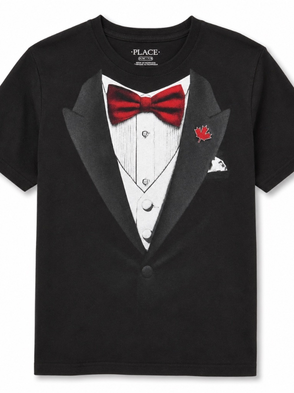 The Children’s Place Tuxedo Graphic T-Shirt Black Size M 7/8